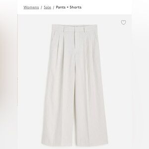 Madewell Cream Pinstripe Harlow Wide -Leg Pant Size 6 Woman’s